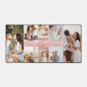 Beste moeder ooit familie foto collage roze houtne bureaumat (Voorkant)