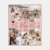 Beste moeder ooit familie foto collage roze houtne fleece deken (Voorkant)