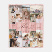 Beste moeder ooit familie foto collage roze houtne fleece deken (Voorkant)