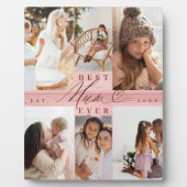 Beste moeder ooit familie foto collage roze houtne fotoplaat (Voorkant)