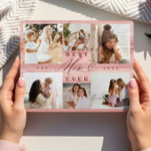 Beste moeder ooit familie foto collage roze houtne fotoplaat