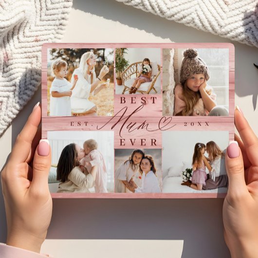 Beste moeder ooit familie foto collage roze houtne fotoplaat