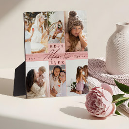 Beste moeder ooit familie foto collage roze houtne fotoplaat