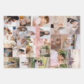 Beste moeder ooit familie foto collage roze houtne inpakpapier vel (Voorkant)