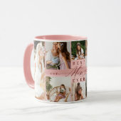 Beste moeder ooit familie foto collage roze houtne mok (Voorkant links)