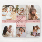 Beste moeder ooit familie foto collage roze houtne muismat (Voorkant)