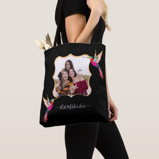 Beste moeder ooit! Family Photo Hummingbird Tote Bag (Dichtbij)