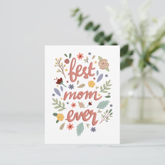 Beste moeder ooit Floral moederdag Briefkaart (Staand voorkant)