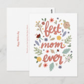 Beste moeder ooit Floral moederdag Briefkaart (Voorkant / Achterkant)
