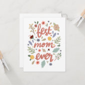 Beste moeder ooit Floral moederdag Kaart (Voorkant / Achterkant in situ)