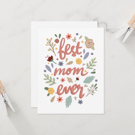 Beste moeder ooit Floral moederdag Kaart (Voorkant / Achterkant in situ)