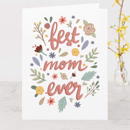 Beste moeder ooit Floral moederdag Kaart (Gele Bloem)