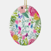 Beste moeder ooit florale botanische script Moeder Keramisch Ornament (Rechts)