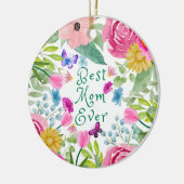 Beste moeder ooit florale botanische script Moeder Keramisch Ornament (Links)