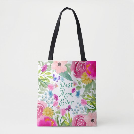 Beste moeder ooit florale botanische script Moeder Tote Bag (Voorkant)