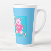 Beste Moeder Ooit Florida Roze Teddybeer Bloemblau Latte Mok (Rechts)