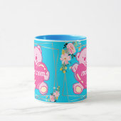 Beste Moeder Ooit Florida Roze Teddybeer Bloemblau Mok (Midden)