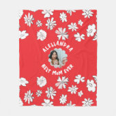 Beste moeder ooit foto bloemenmonogram schattig ro fleece deken (Voorkant)