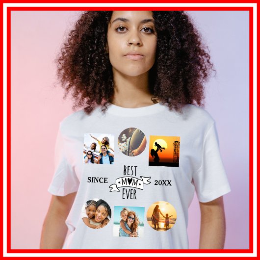 Beste Moeder Ooit Foto Collage Elegante Script Har T-shirt