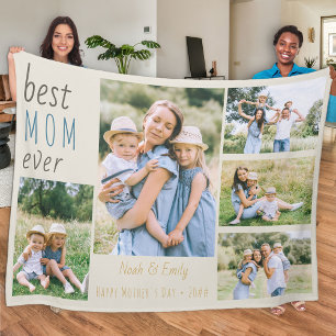 Beste Moeder Ooit Foto Collage Persoonlijke Steen Fleece Deken