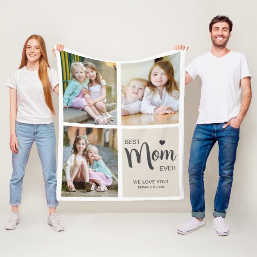 Beste moeder ooit foto collage tan fleece deken (In situ)