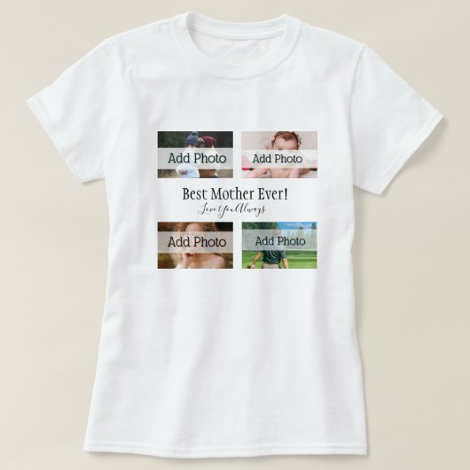 Beste Moeder ooit Foto Collage White Script Black T-shirt (Design voorkant)