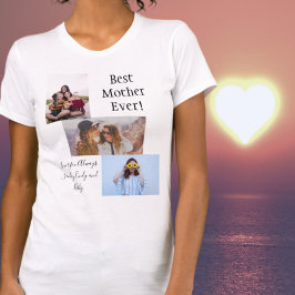 Beste Moeder ooit Foto Collage White Script Black T-shirt