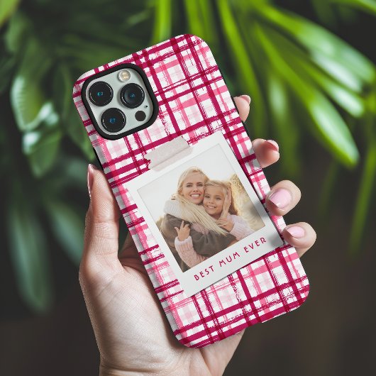 Beste moeder ooit foto cute moderne rode roze patr Case-Mate iPhone case
