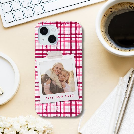 Beste Moeder Ooit Foto Cute Moderne Rode Roze Patr Case-Mate iPhone Case
