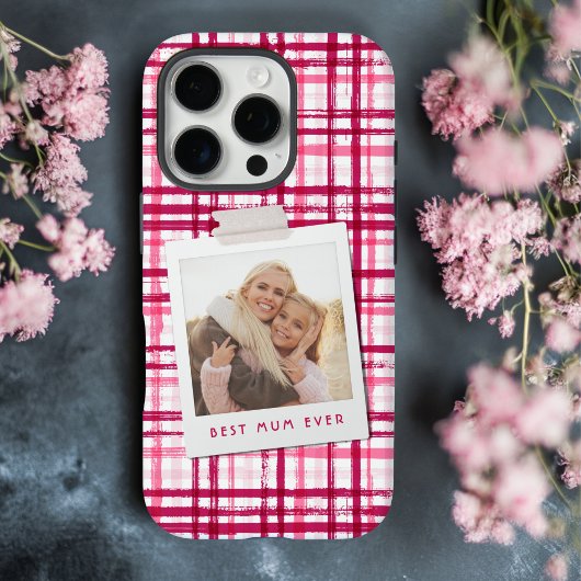 Beste Moeder Ooit Foto Cute Moderne Rode Roze Patr Case-Mate iPhone Case