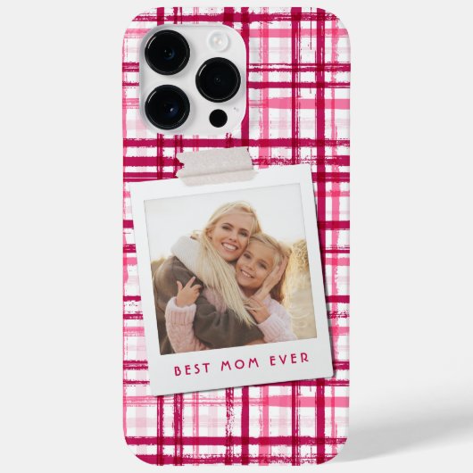 Beste Moeder Ooit Foto Cute Moderne Rode Roze Patr Case-Mate iPhone Case (Achterkant)