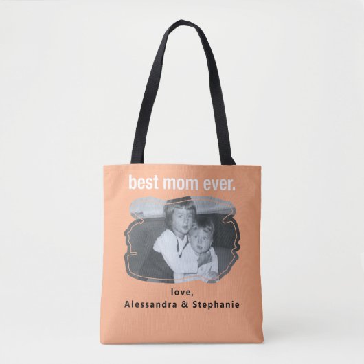 Beste moeder ooit foto houden sake namen aangepast tote bag (Voorkant)