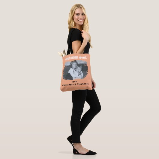 Beste moeder ooit foto houden sake namen aangepast tote bag (Op model)
