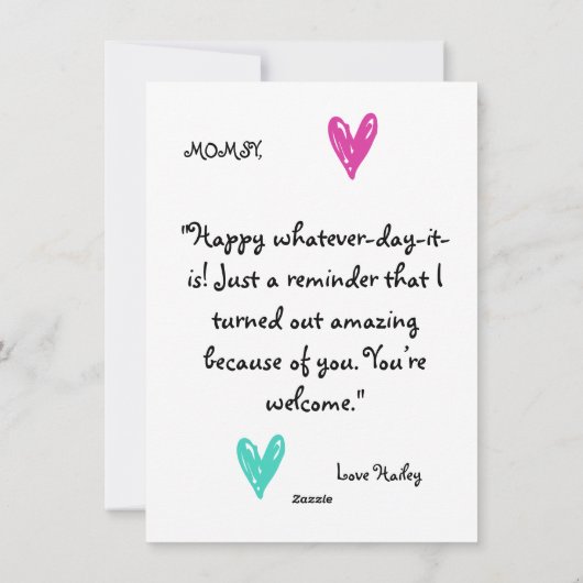 Beste Moeder Ooit  Foto Moederdag Groetkaart Feestdagenkaart (Achterkant)