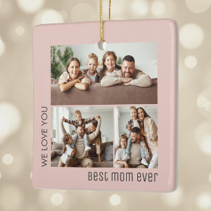Beste Moeder Ooit Foto Moederdag Roze Rood Wangen  Keramisch Ornament