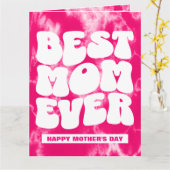 Beste Moeder Ooit Foto Moederdag Roze Tie Dye Kaart (Gele Bloem)