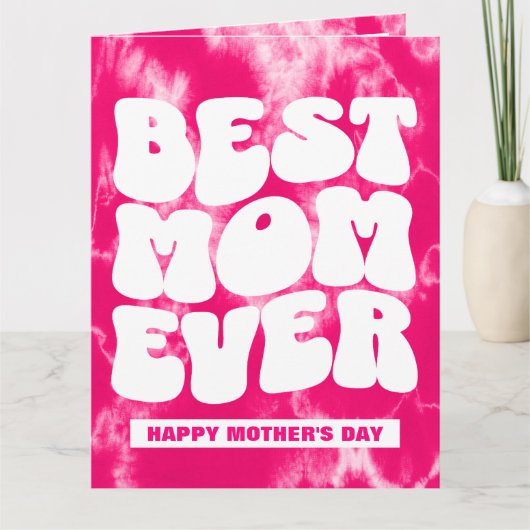 Beste Moeder Ooit Foto Moederdag Roze Tie Dye Kaart (Voorkant)
