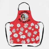 Beste moeder ooit foto monogram bloemenrood wit schort (Voorkant)