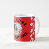 Beste moeder ooit foto typografie monogram bloemen koffiemok (Voorkant rechts)