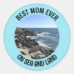 Beste moeder ooit foto van Atlantische Oceaan blau Ronde Sticker