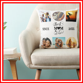 Beste moeder ooit Fotocollage Elegant Script Hart Kussen