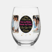 Beste Moeder ooit Fotocollage Modern Moederdag Wijnglas Zonder Voet (Voorkant)