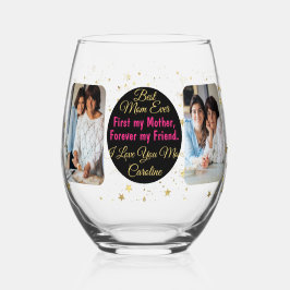 Beste Moeder ooit Fotocollage Modern Moederdag Wijnglas Zonder Voet