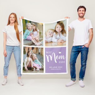 Beste moeder ooit Fotocollage Paarse Fleece Deken