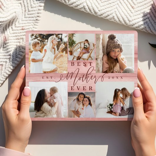 Beste Moeder Ooit Fotocollage Roze Houtkorrel Fotoplaat