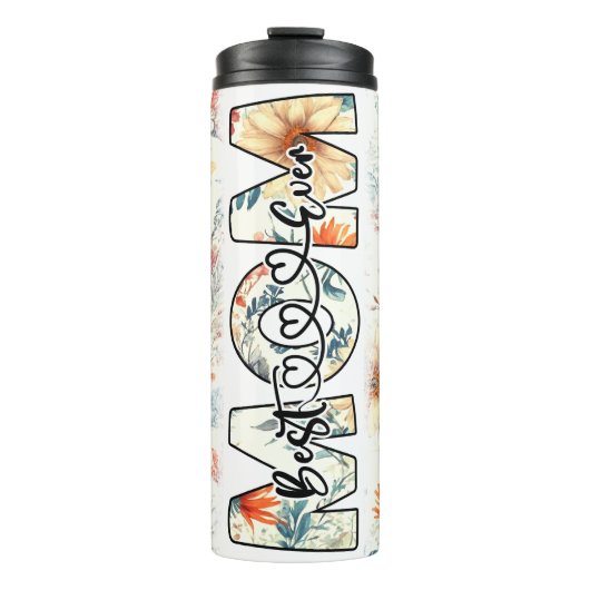 Beste Moeder Ooit gele bloemen Thermosbeker (Voorkant)