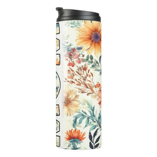 Beste Moeder Ooit gele bloemen Thermosbeker (Geroteerd rechts)