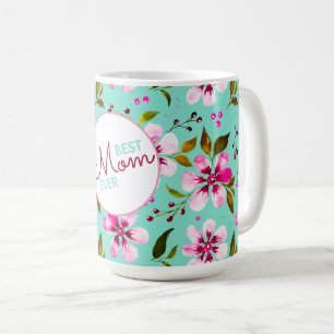 Beste Moeder Ooit Gepersonaliseerd Aqua en Roze Bl Koffiemok
