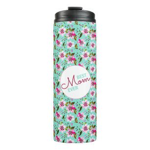 Beste moeder ooit gepersonaliseerd aqua en roze bl thermosbeker