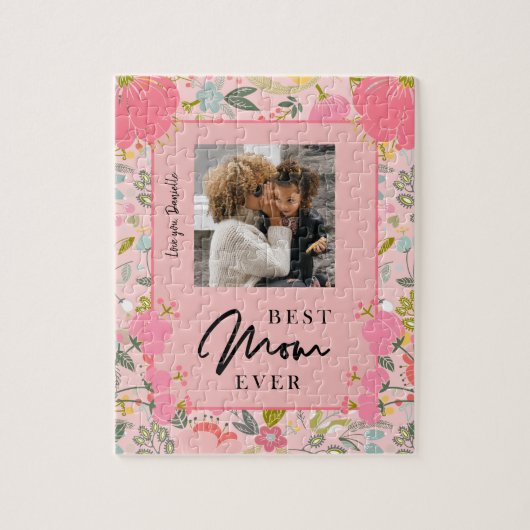 Beste moeder ooit gepersonaliseerde familiefoto en legpuzzel (Verticaal)